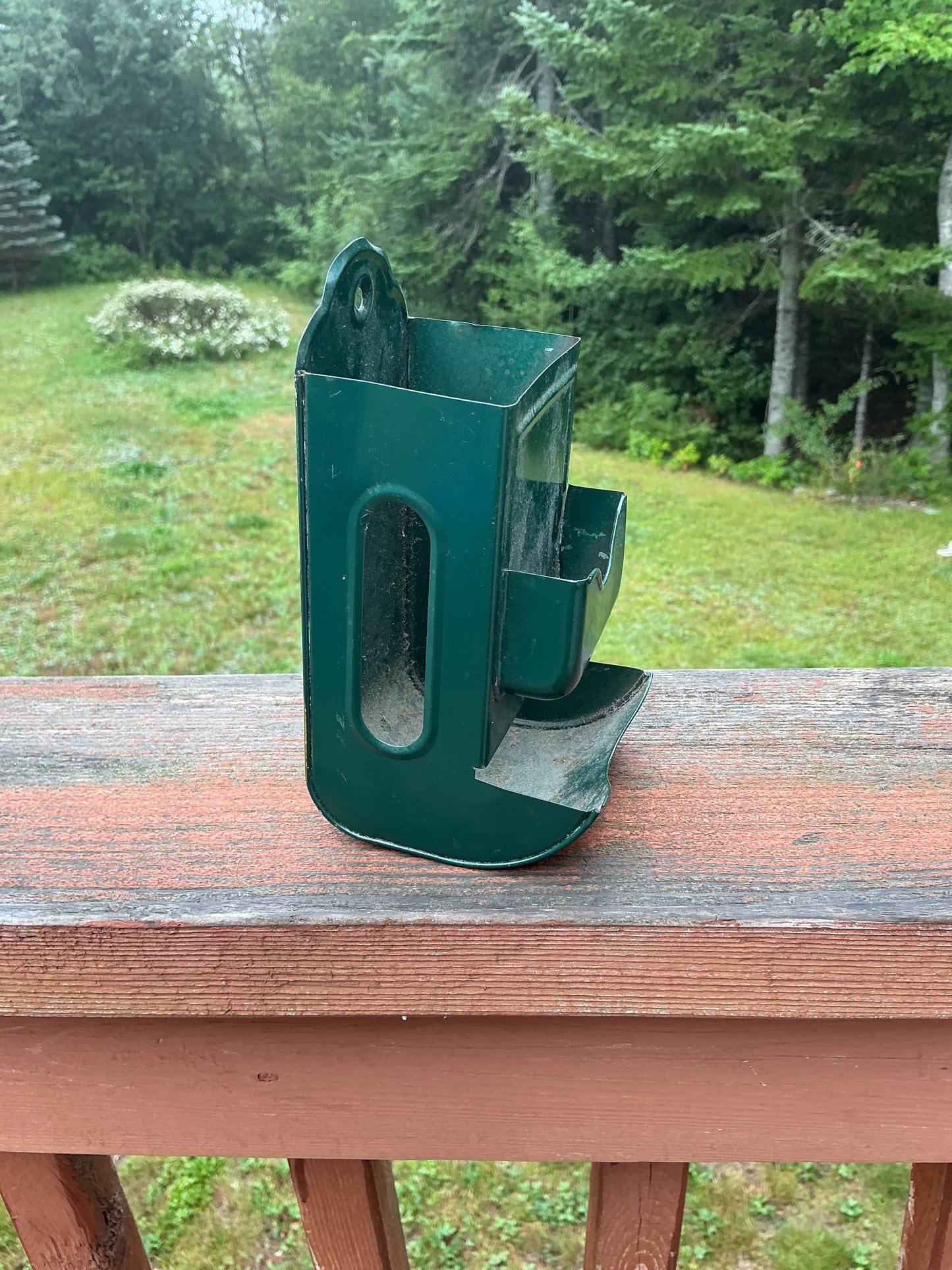 Vintage Tin Match Safe , measures about 5 inches long , ready to hang on the wall