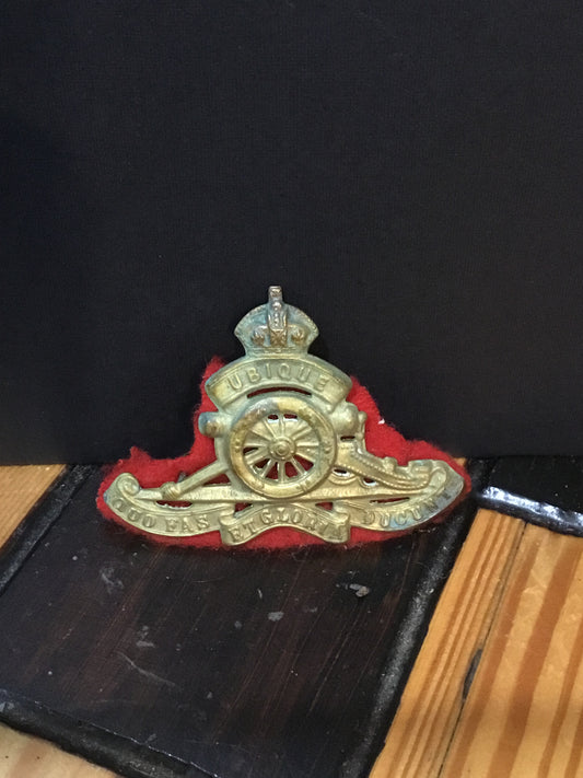 King’s Crown Artillery Badge with Red Felt Backing