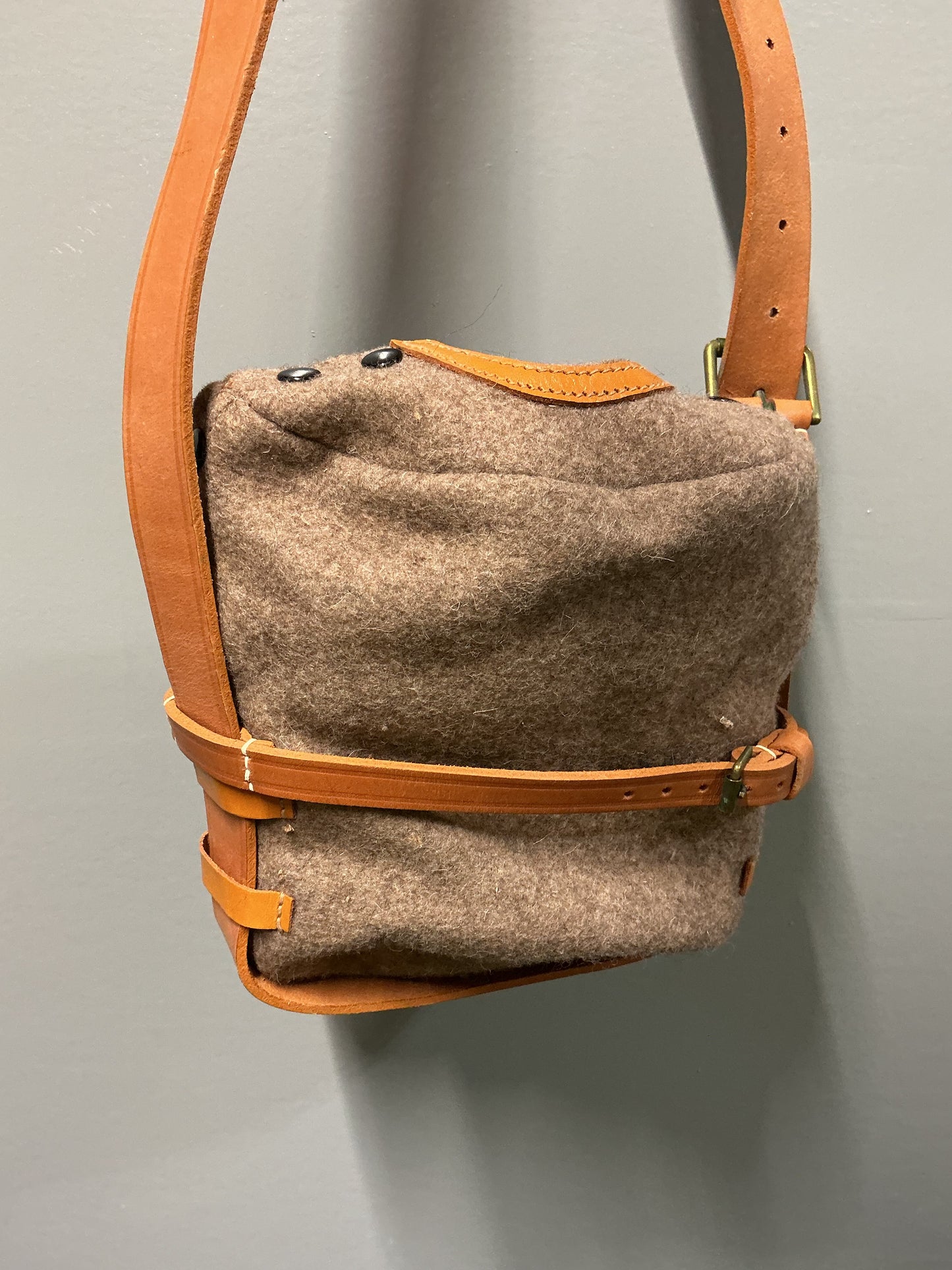Post War British Felt large Canteen Holder with Leather Shoulder Strap