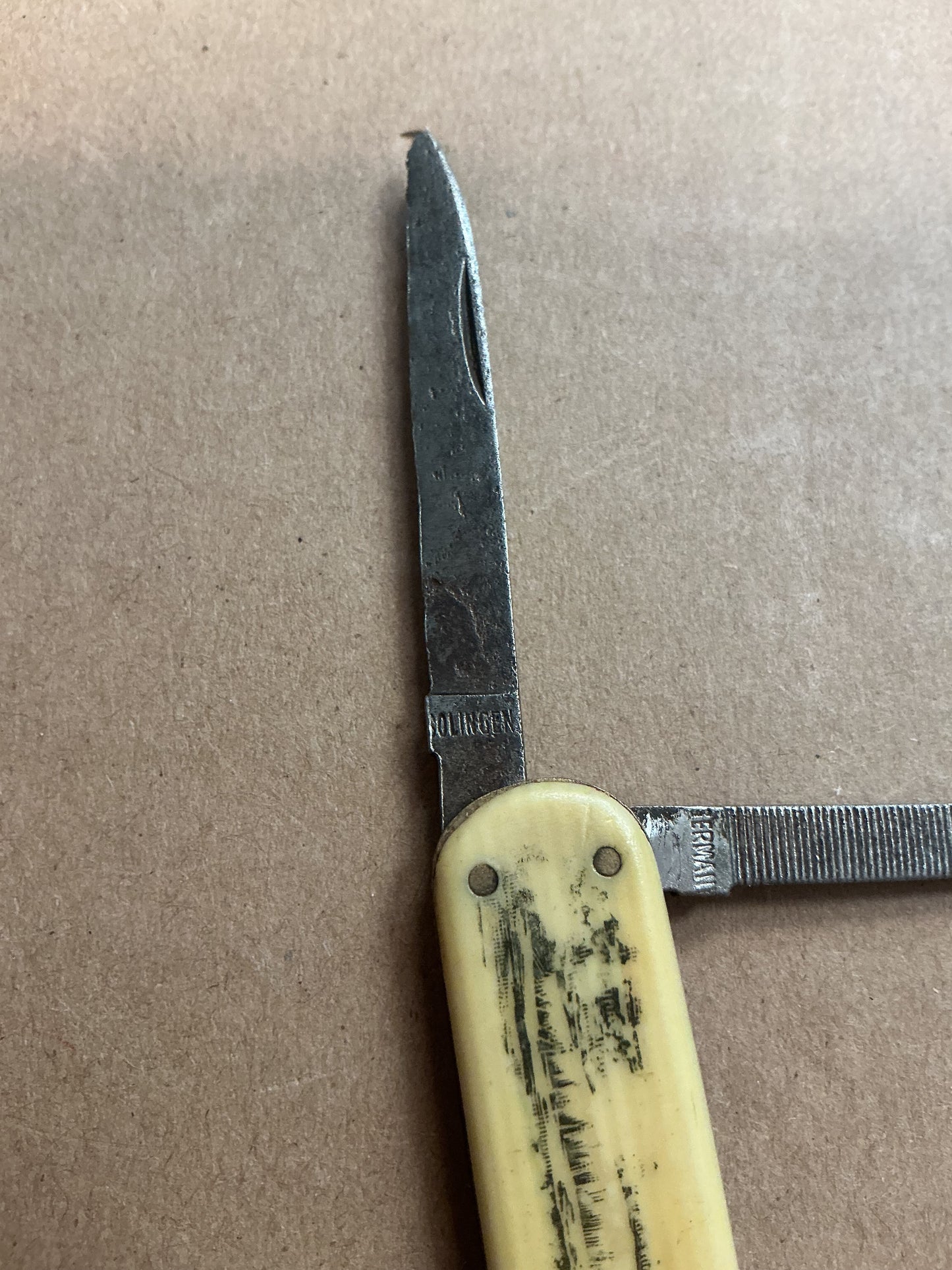 Small 3 Blade Pocket Knife French Ivory Handle Solingen