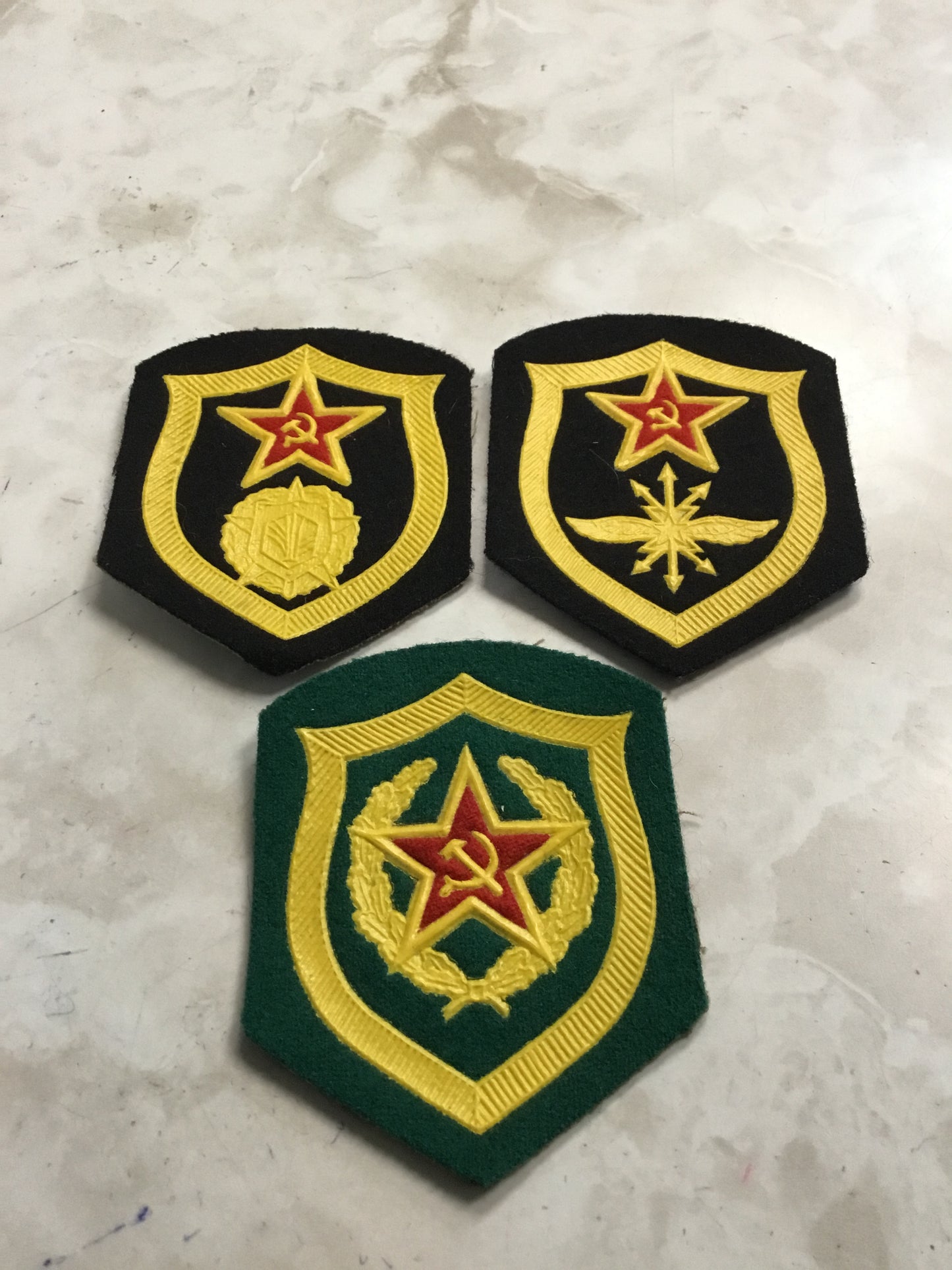 Lot of 3 Russian Army Navy Military Trade Badges patches , some residue on the back