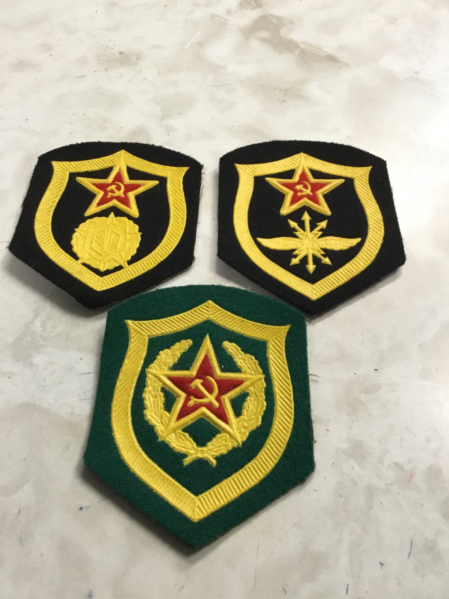 Lot of 3 Russian Army Navy Military Trade Badges patches , some residue on the back