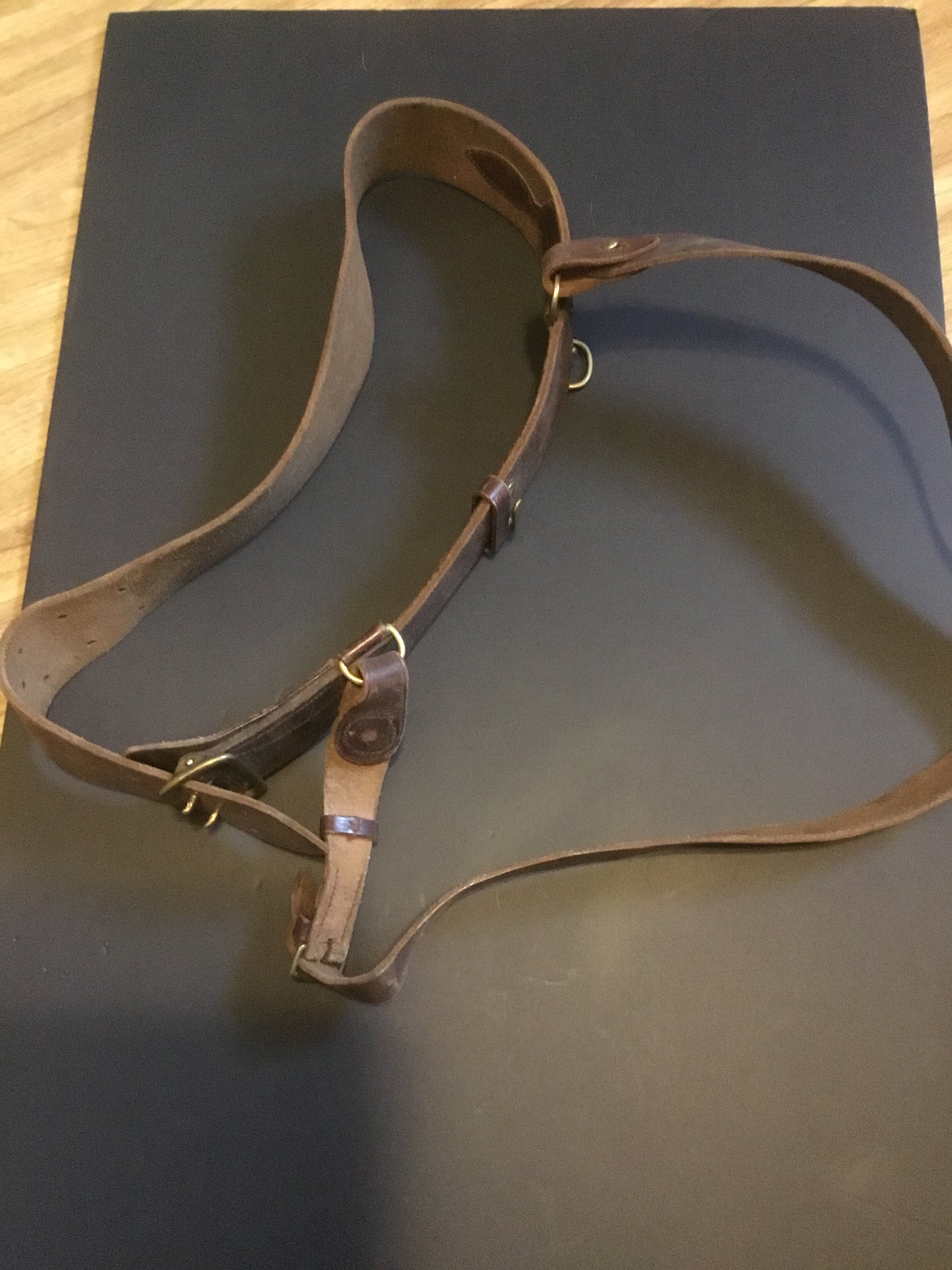 Early Leather Sam Brown Belt with shoulder strap