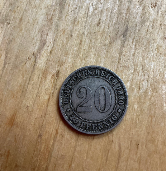 Germany 1890  20 Pfennig Coin