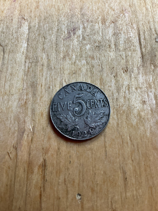 1924 Canadian 5-Cent Nickel Coin