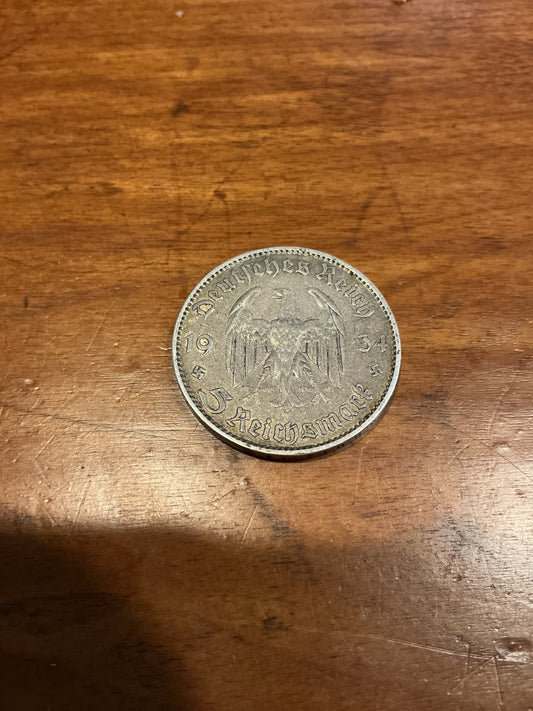 Germany Silver 5 Reichsmark 1934 J Coin