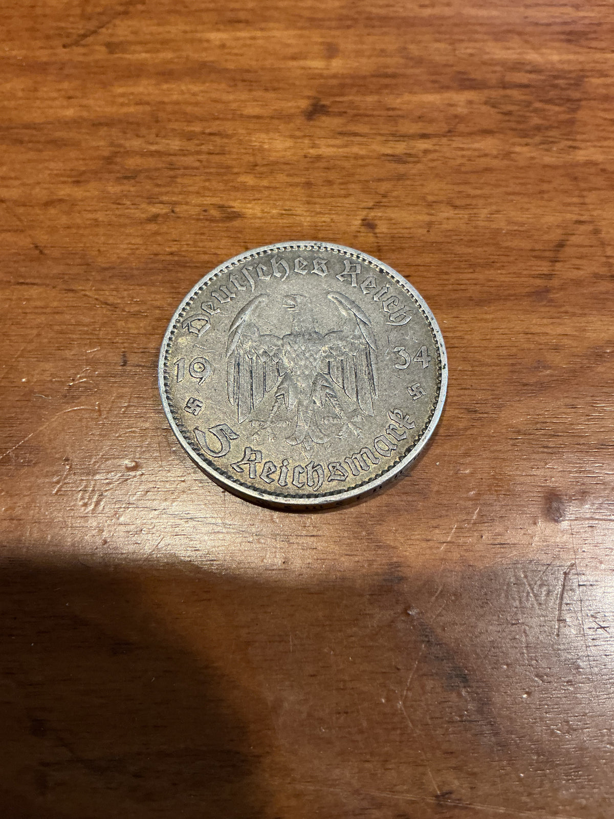 Germany Silver 5 Reichsmark 1934 J Coin