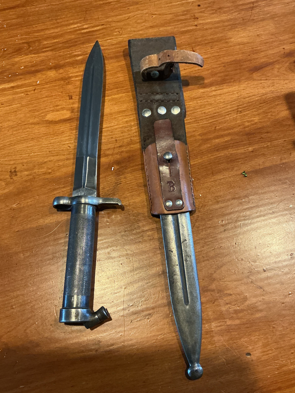 Swedish M96 Bayonet and Scabbard with Leather  Frog