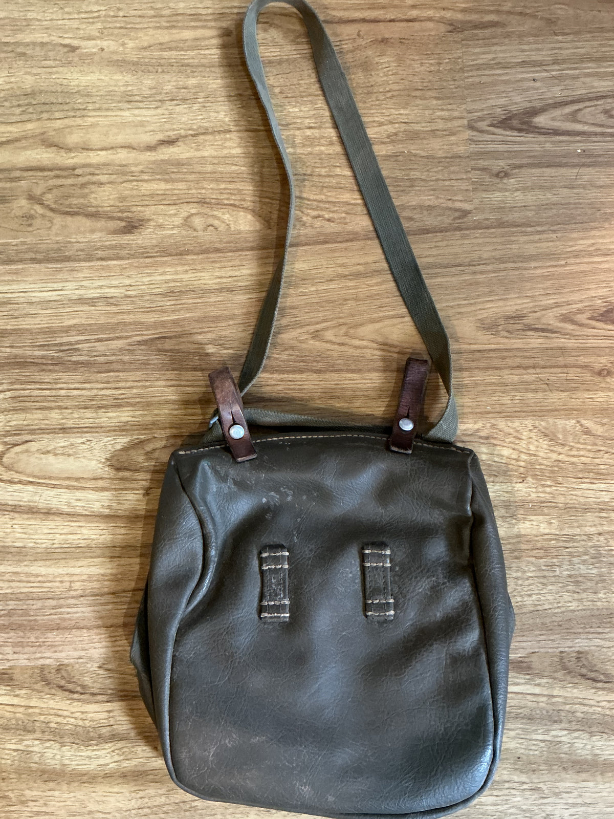 Vintage Swiss Military canvas and leather Bread bag/shoulder bag
