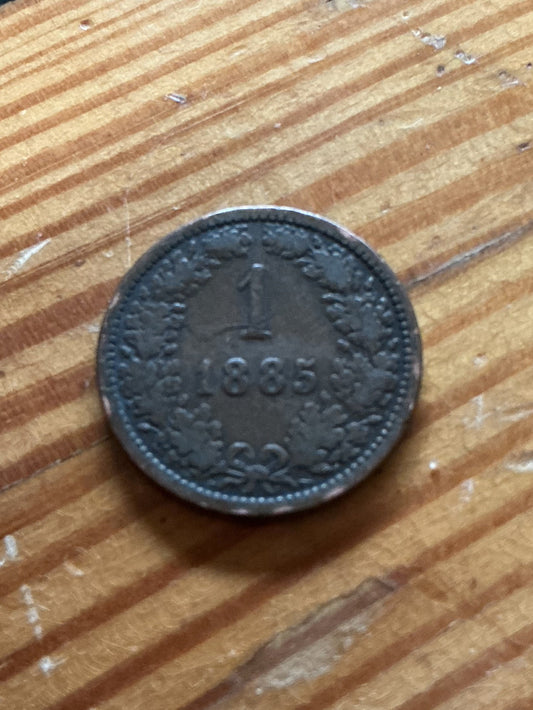 1885 Austrian Empire | 1 Kreuzer Coin | Imperial Eagle