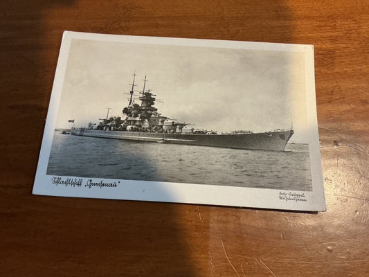 WW11 German Battleship. Gneisenai Post Card