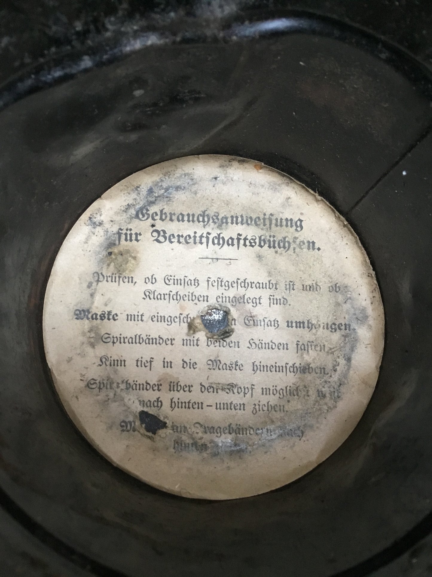 WW1 German M17 Gas Canister With Spare Lenses Paper Instructional Insert,
