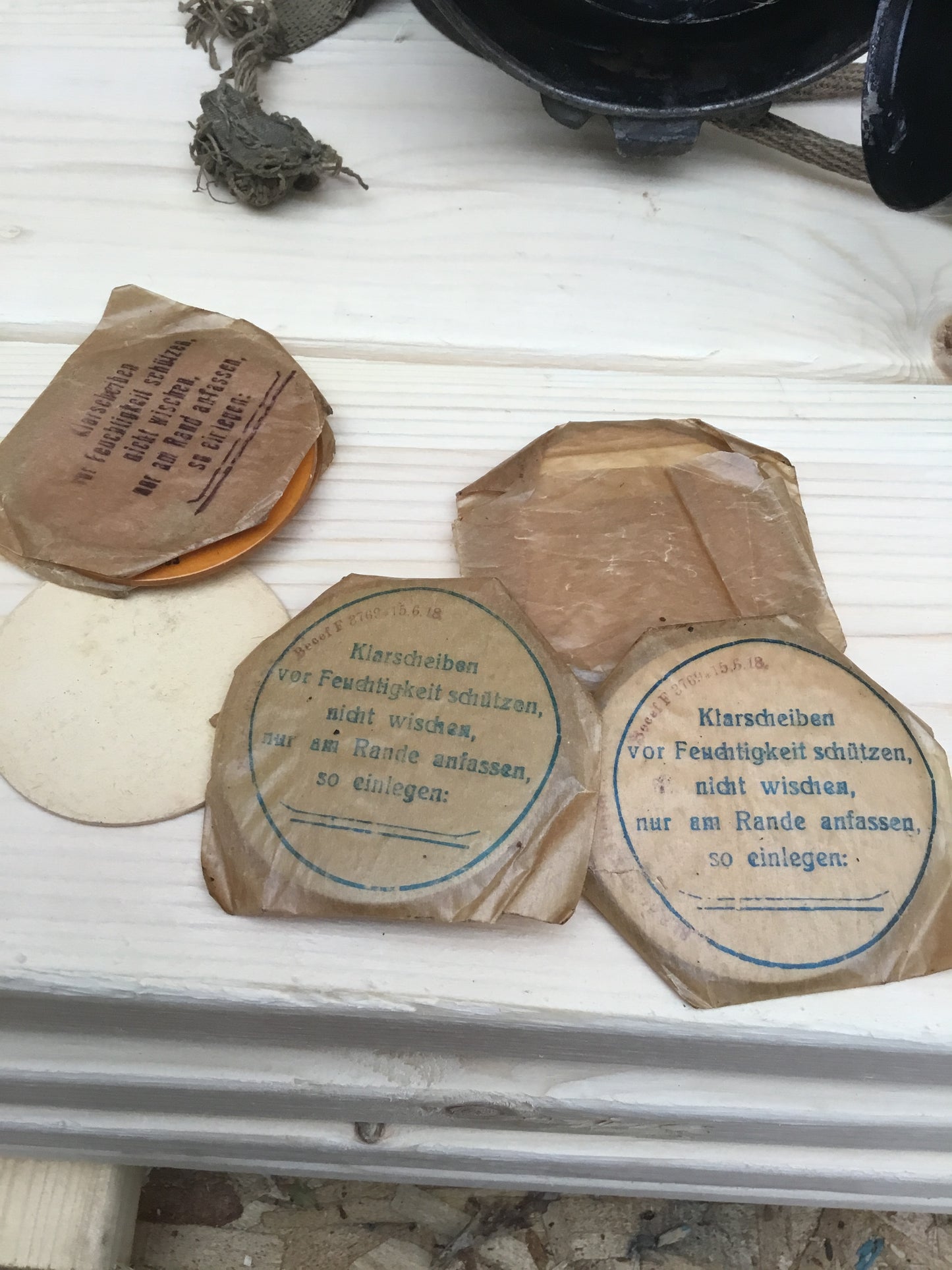 WW1 German M17 Gas Canister With Spare Lenses Paper Instructional Insert,