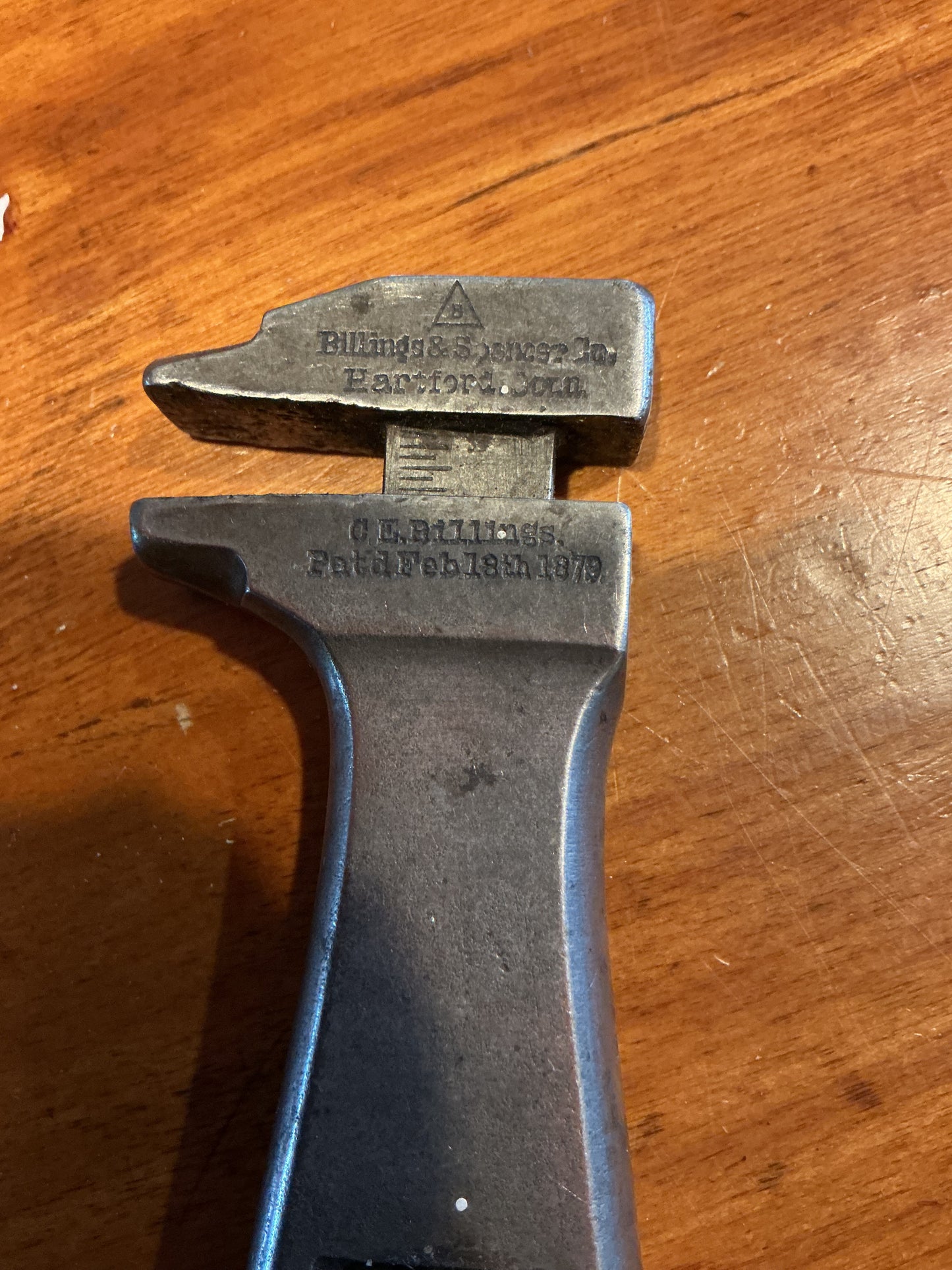 Antique Billings & Spencer USA Adjustable Wrench, Patent 1879
