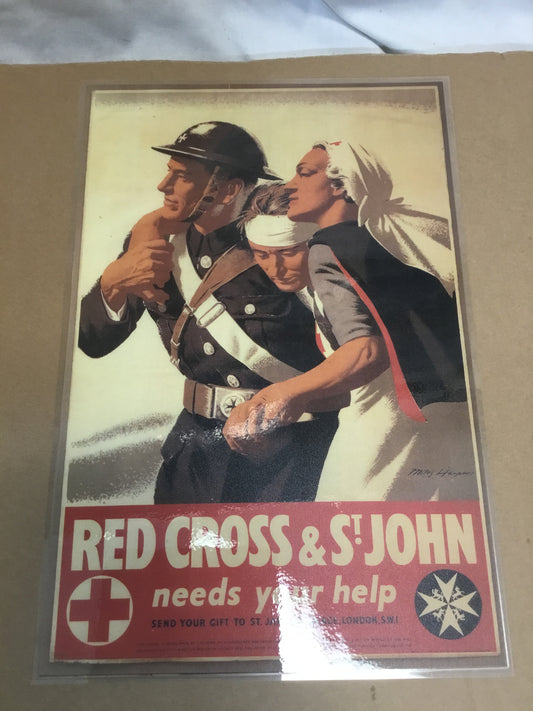 WW11 Reproduction Laminated Poster 15 x 10 1/2 inches (Red Cross & St John need your help )