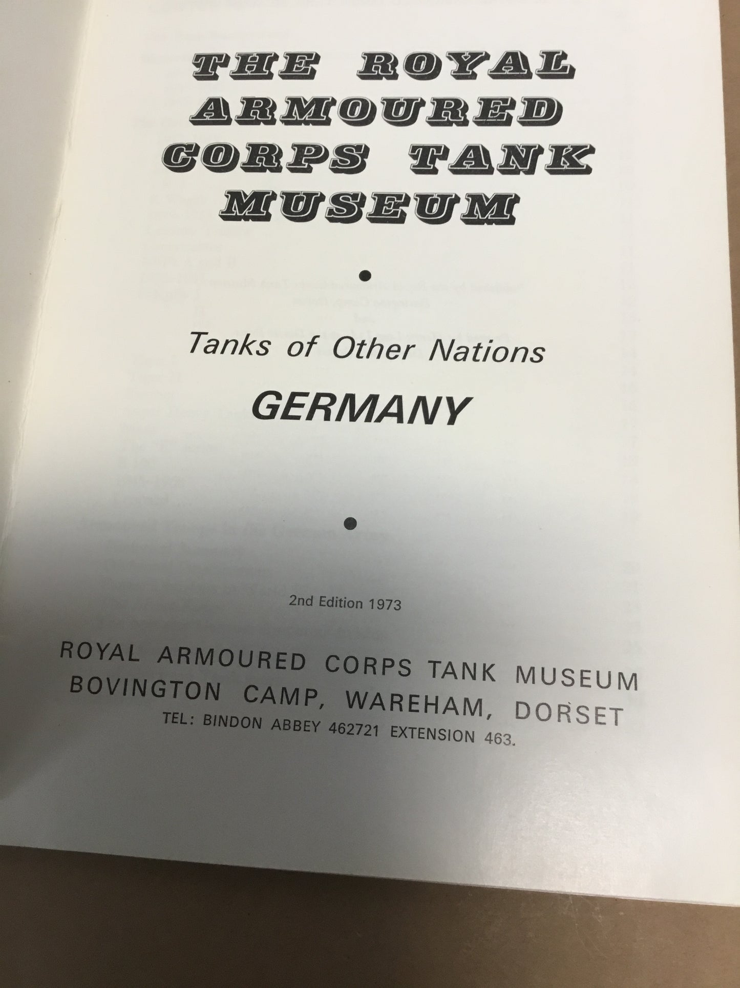 German Tank Book from the Royal Armoured Tank Museum.