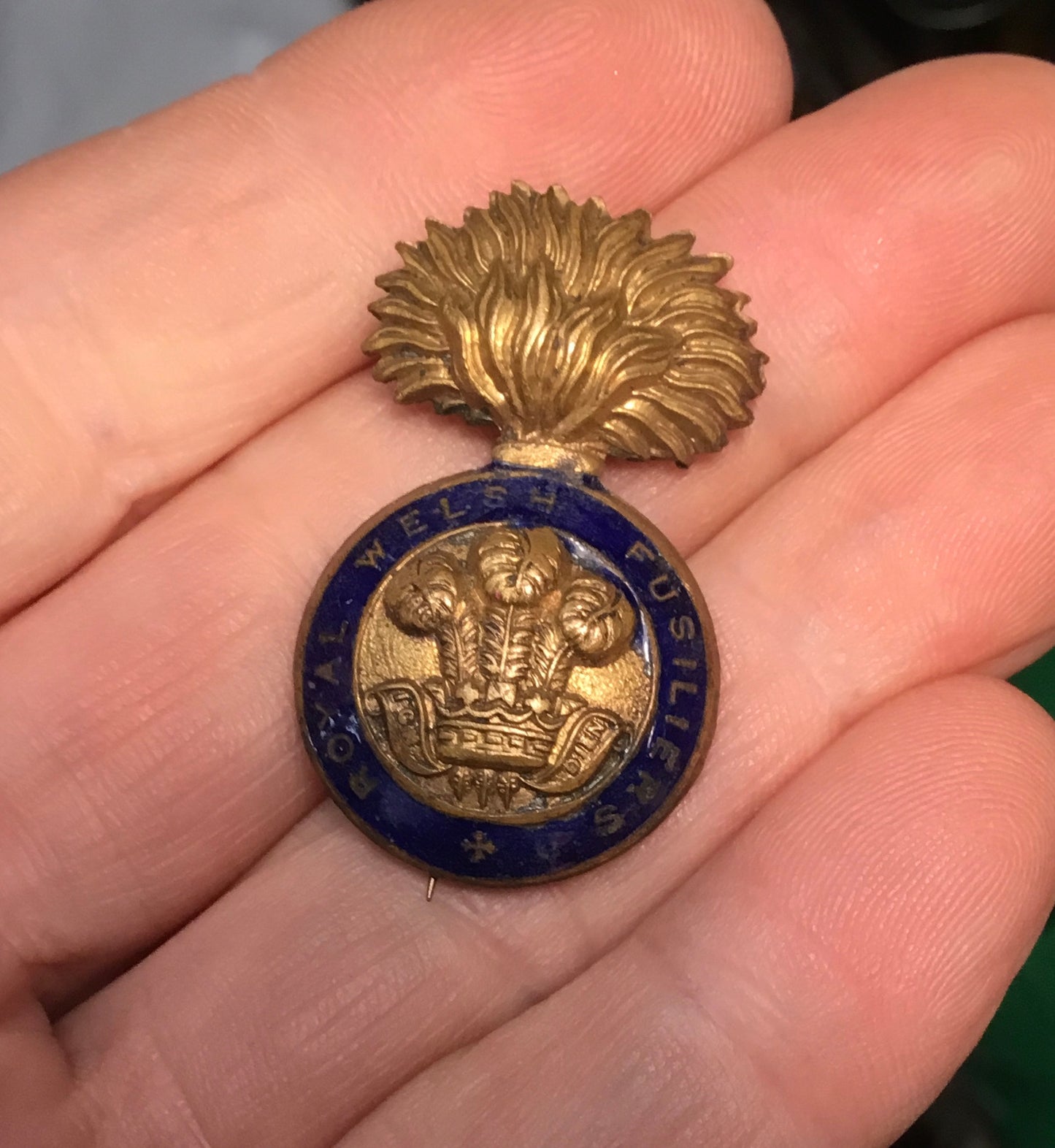 Royal Welsh Fusiliers brass lapel pin