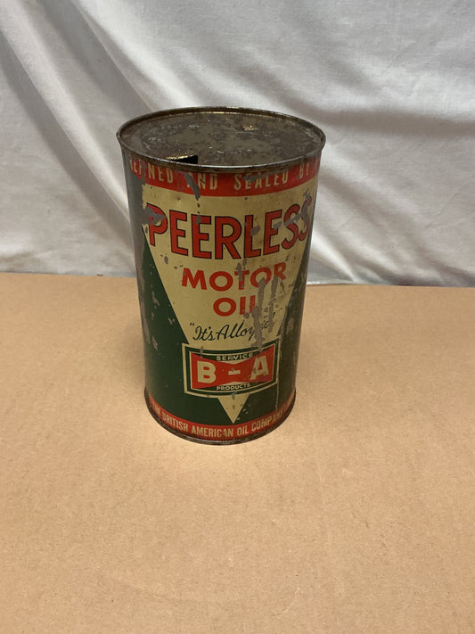Vintage B-A Peerless motor oil 1 quart-British American oil can