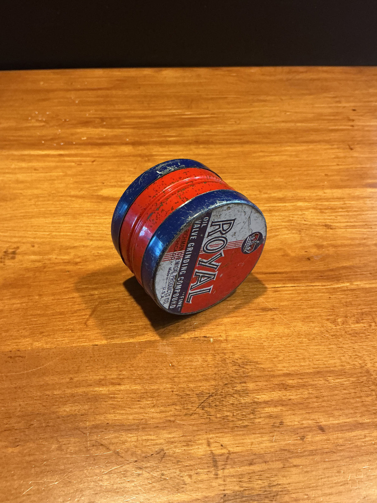 Vintage Royal Oil Valve  grinding tin