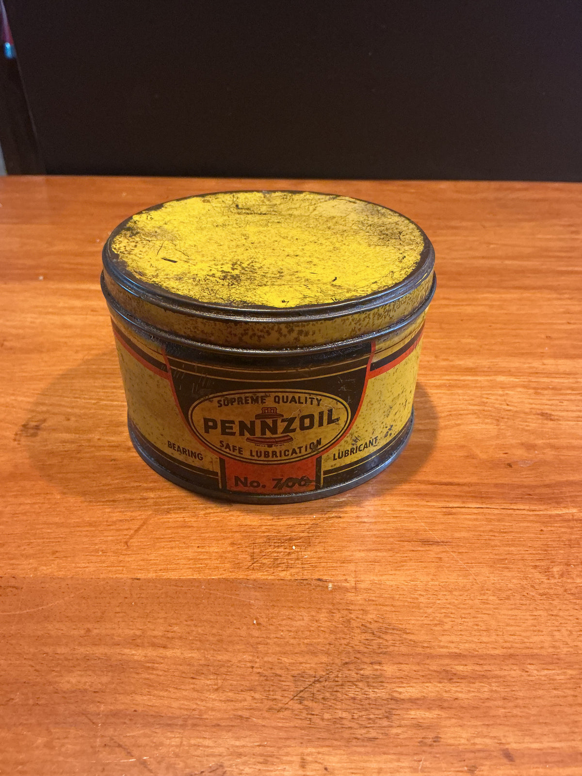 Vintage PENNZOIL Safe Lubrication Grease Can No. 705