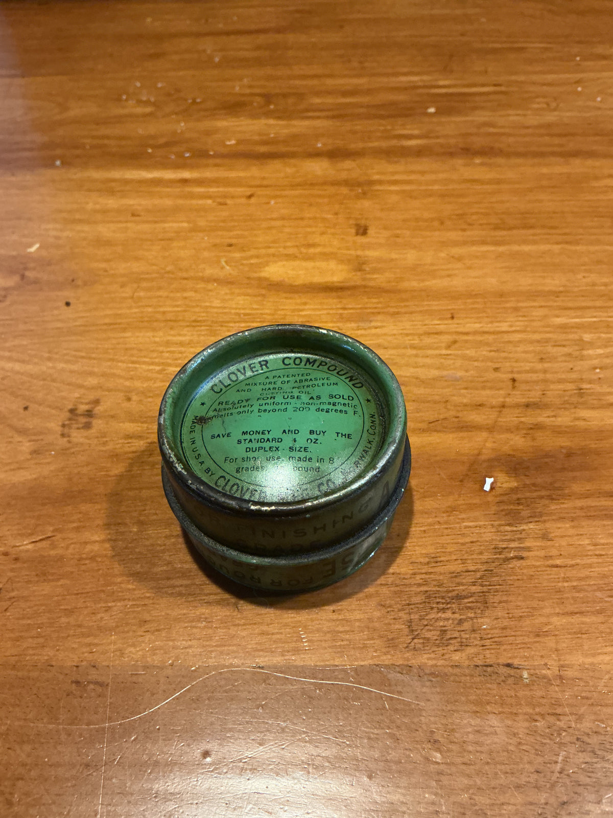 Vintage Clover Brand valve grinding compound 2 oz tin