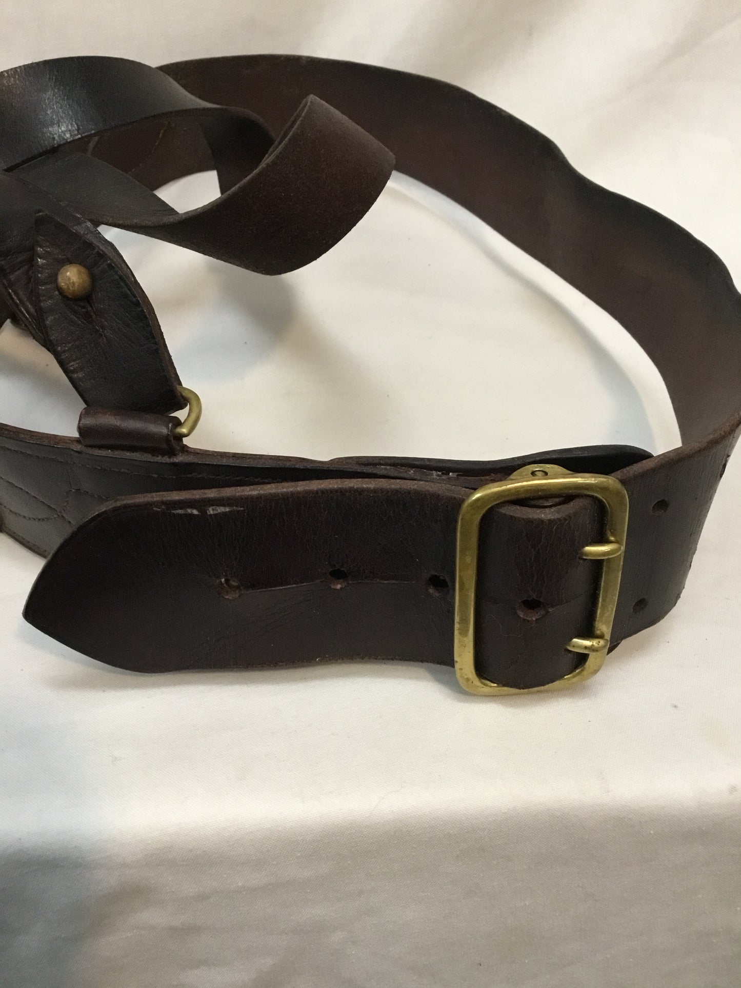 Vintage Leather Sam Brown Belt with sword hanger