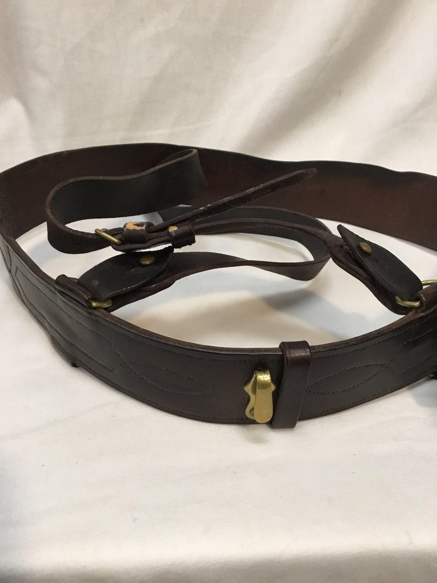 Vintage Leather Sam Brown Belt with sword hanger