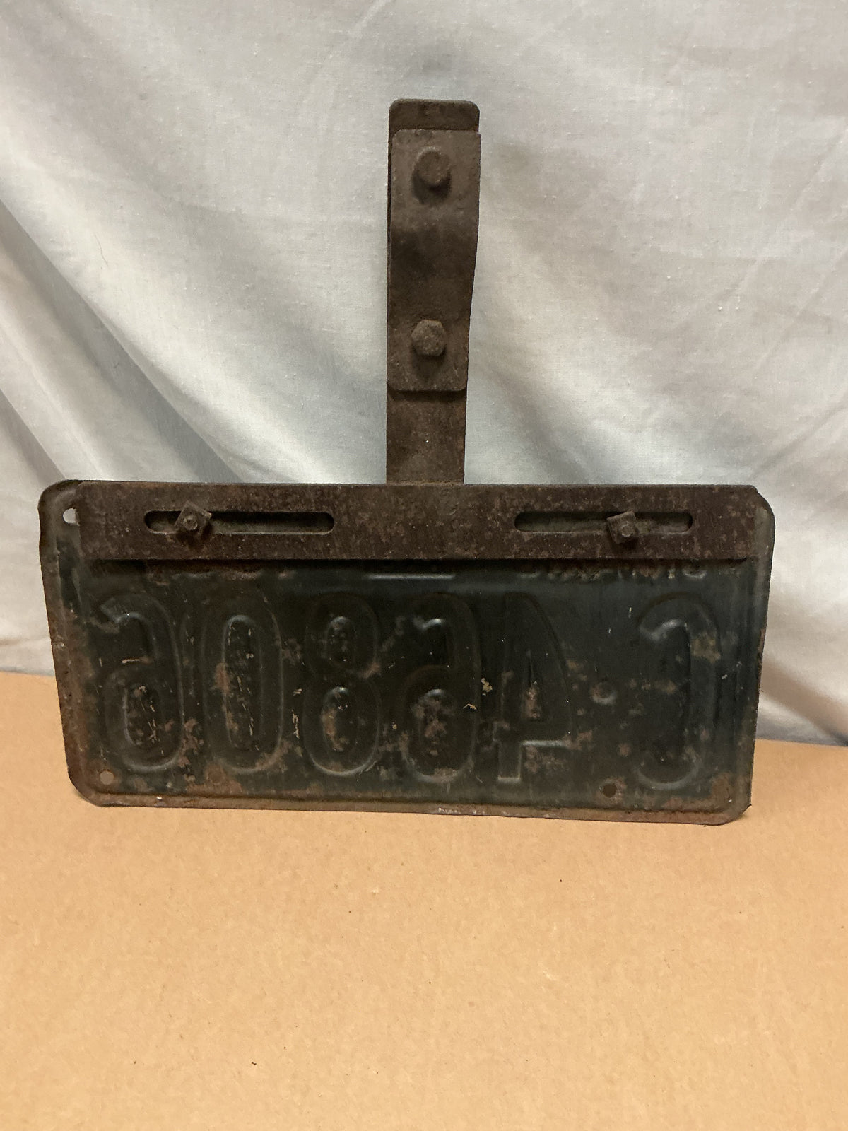 1957 Ontario commercial Licence Plate with Mounting Bracket