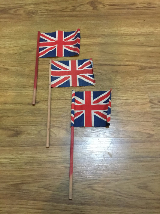 Lot of 3 Hand Held Vintage Union Jacks