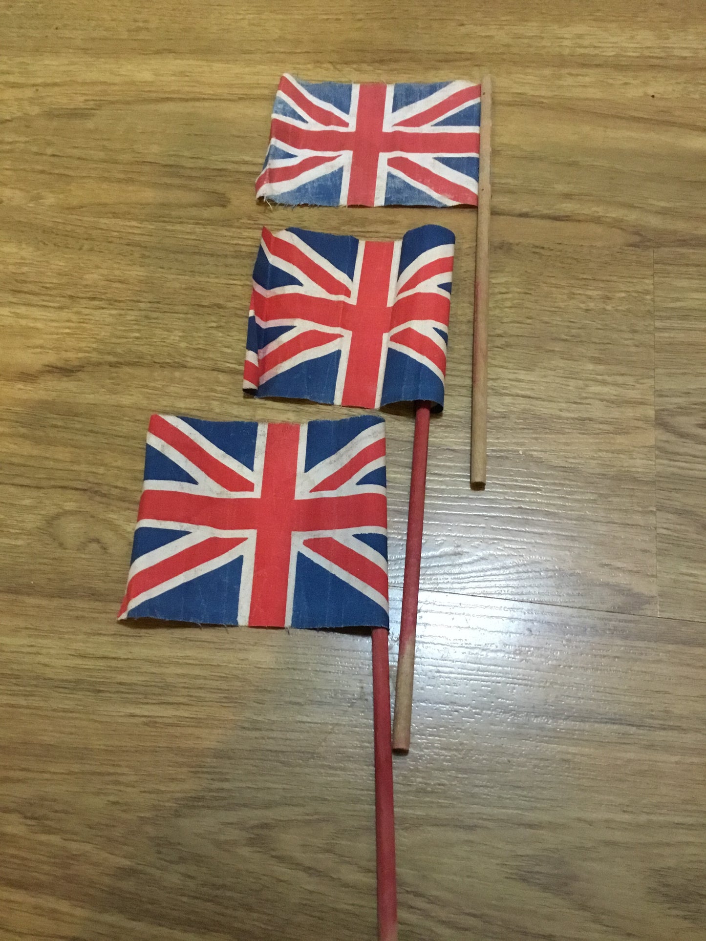 Lot of 3 Hand Held Vintage Union Jacks