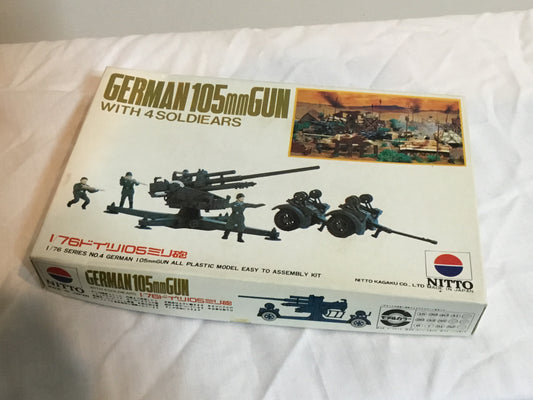 Nitto Model kit ,German 105 mm gun with soldiers 1/76 Scale