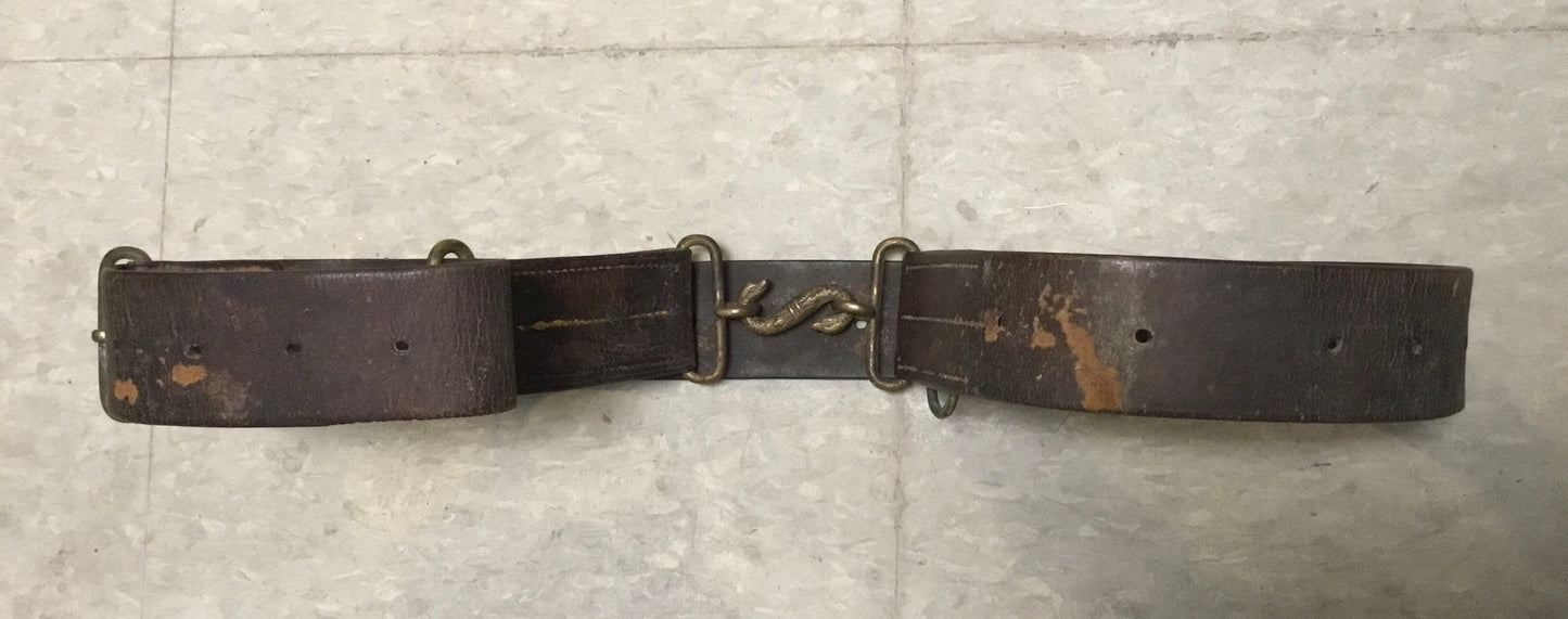 WW1 Canadian Officers leather snake belt