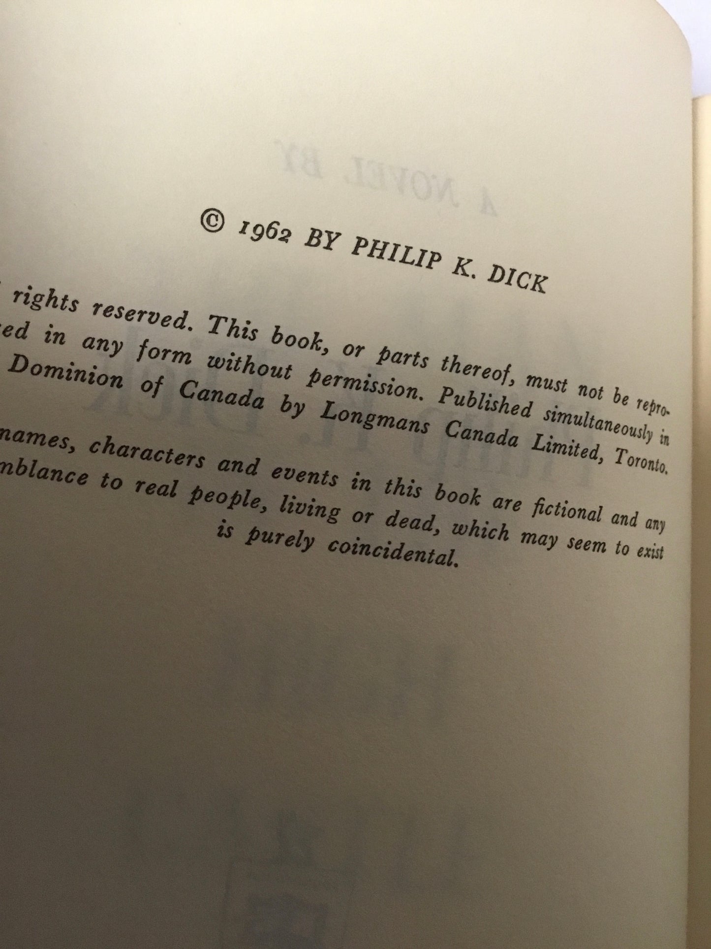 First Edition Book The Man in the High Castle Philip K,Dick