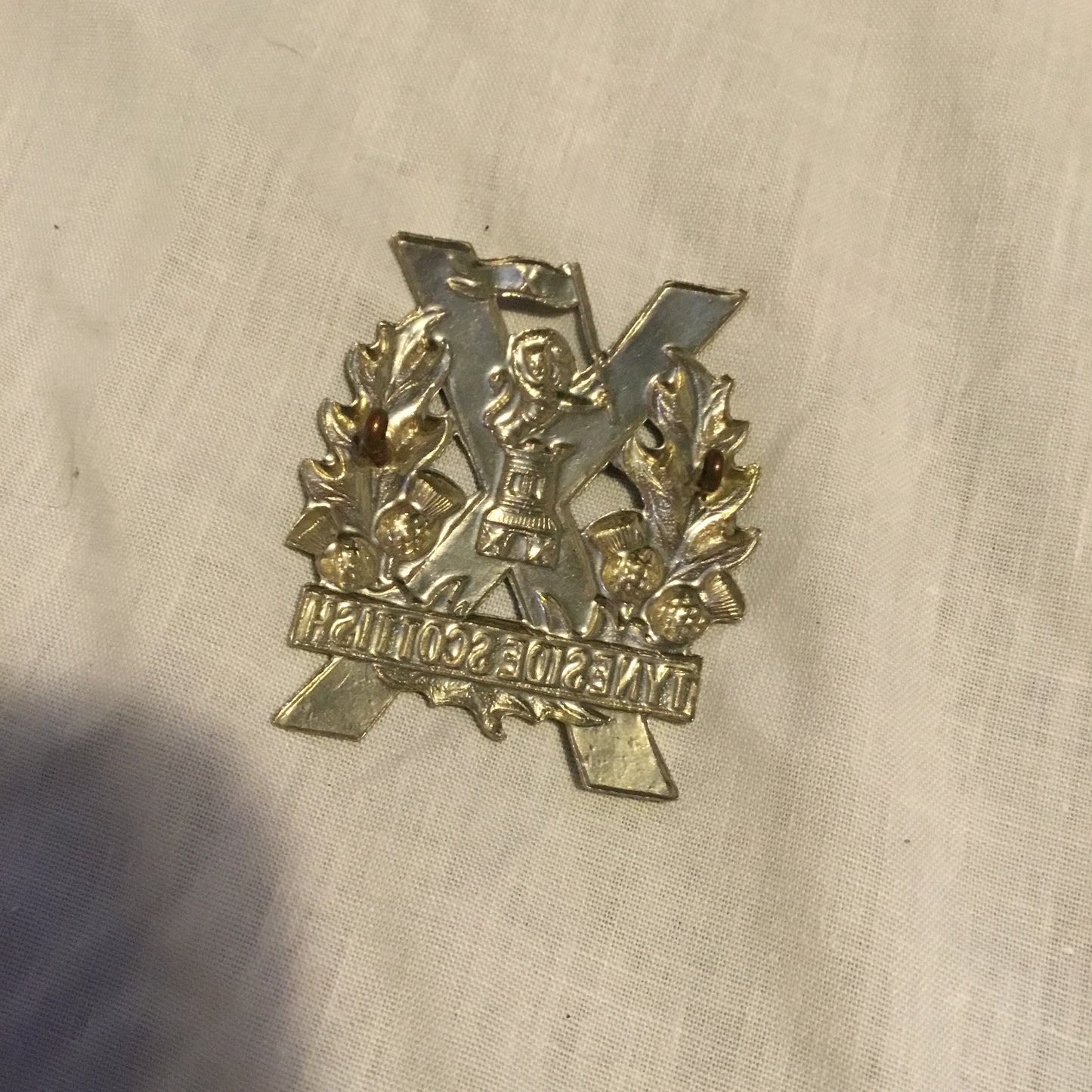 British Tyneside Scottish, 2nd Pattern, White Metal Cap Badge