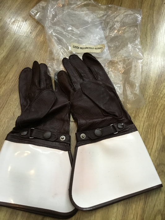 Vintage Czechoslovakian Leather Motorcycle Gloves