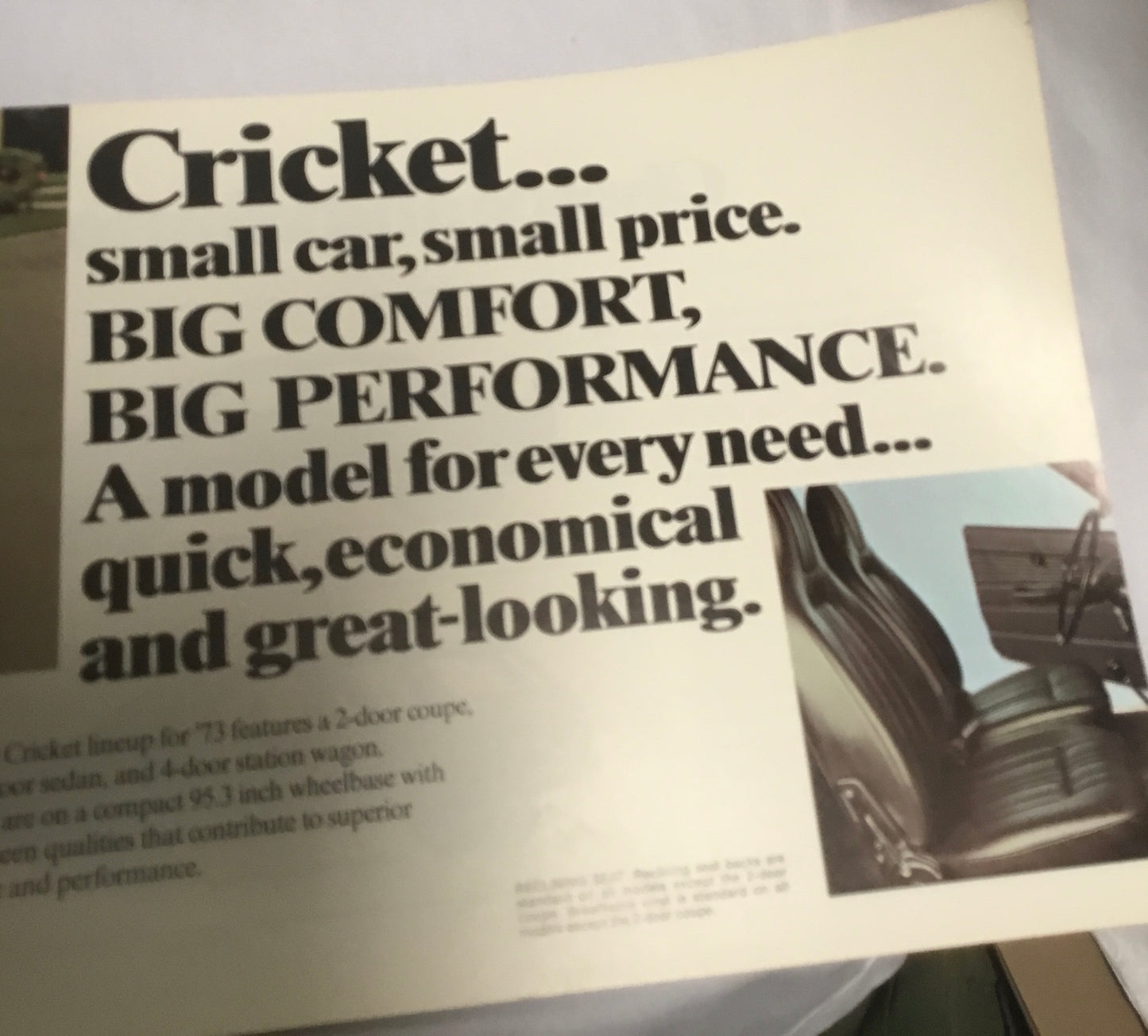 Original 1973 Plymouth Cricket Showroom Sales Brochure 73