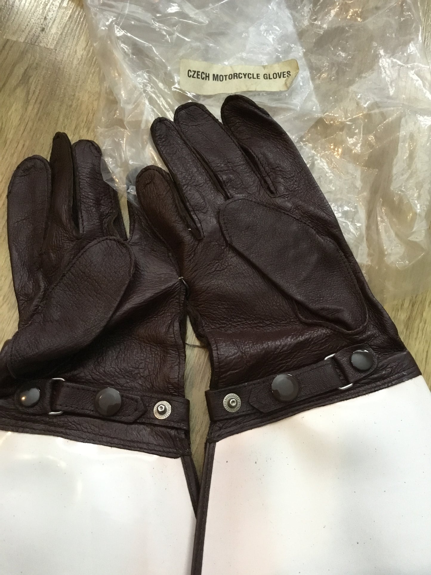 Vintage Czechoslovakian Leather Motorcycle Gloves