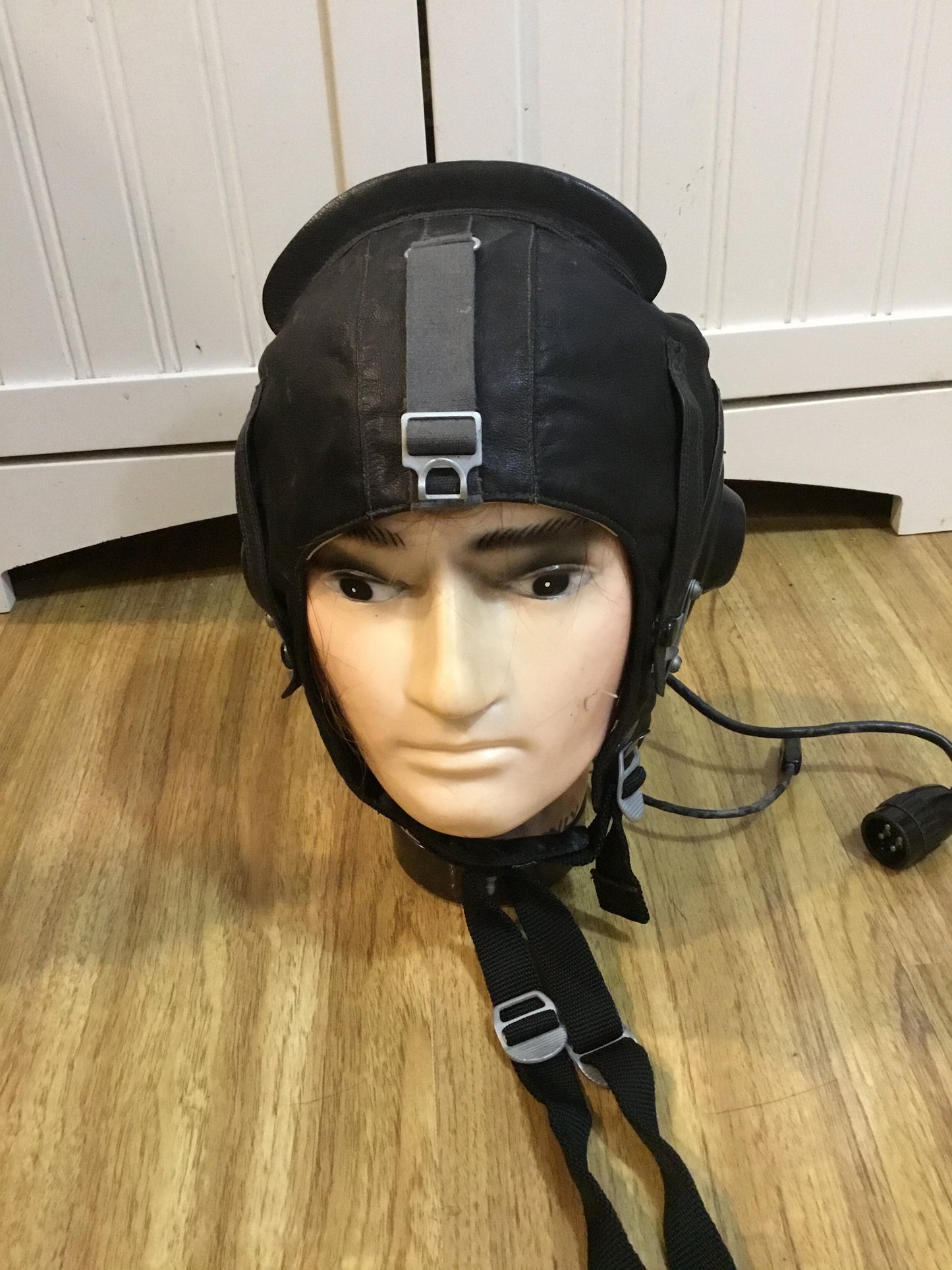 Russian leather flight helmet with head set