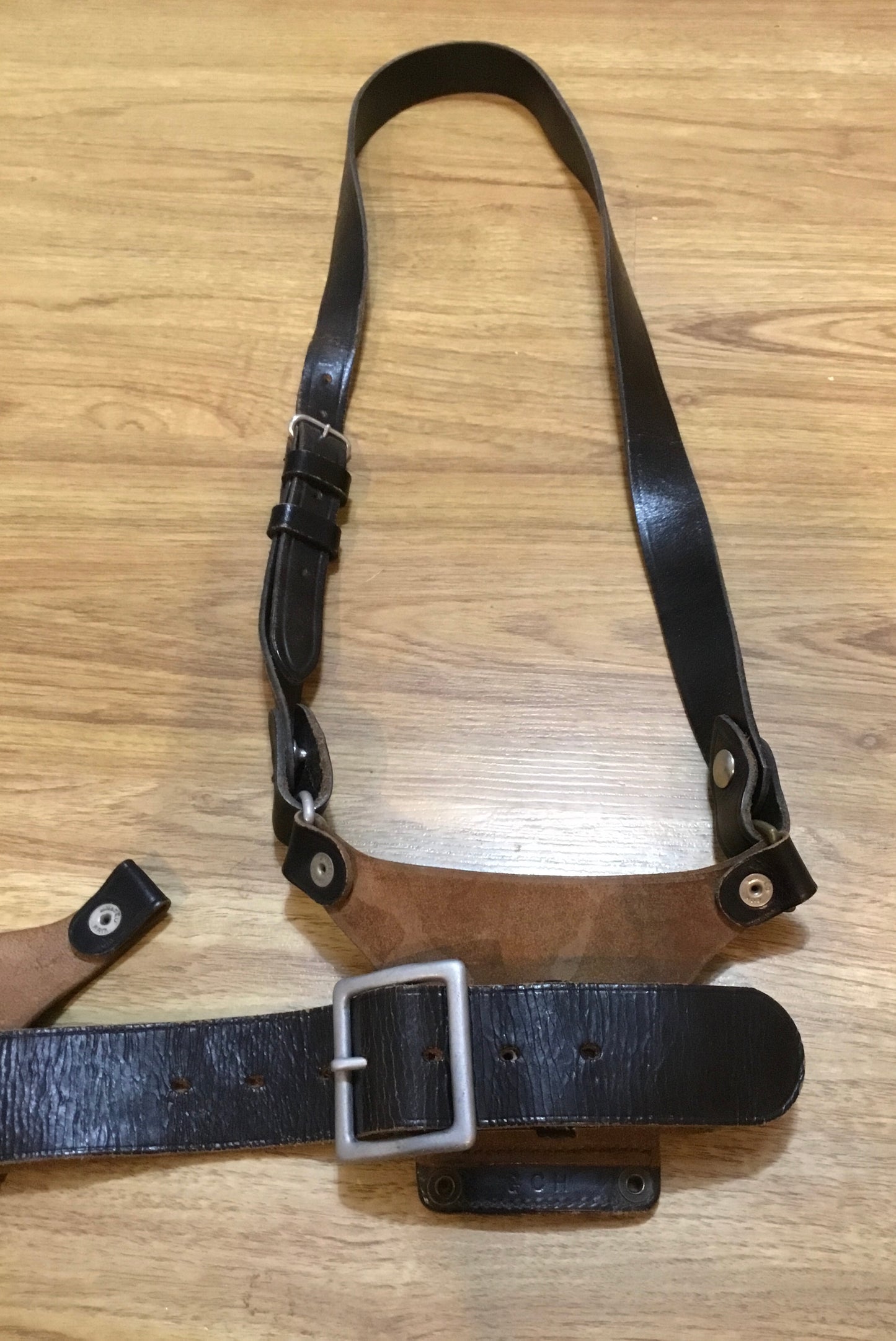 Black Sam brown belt with Clip pouch