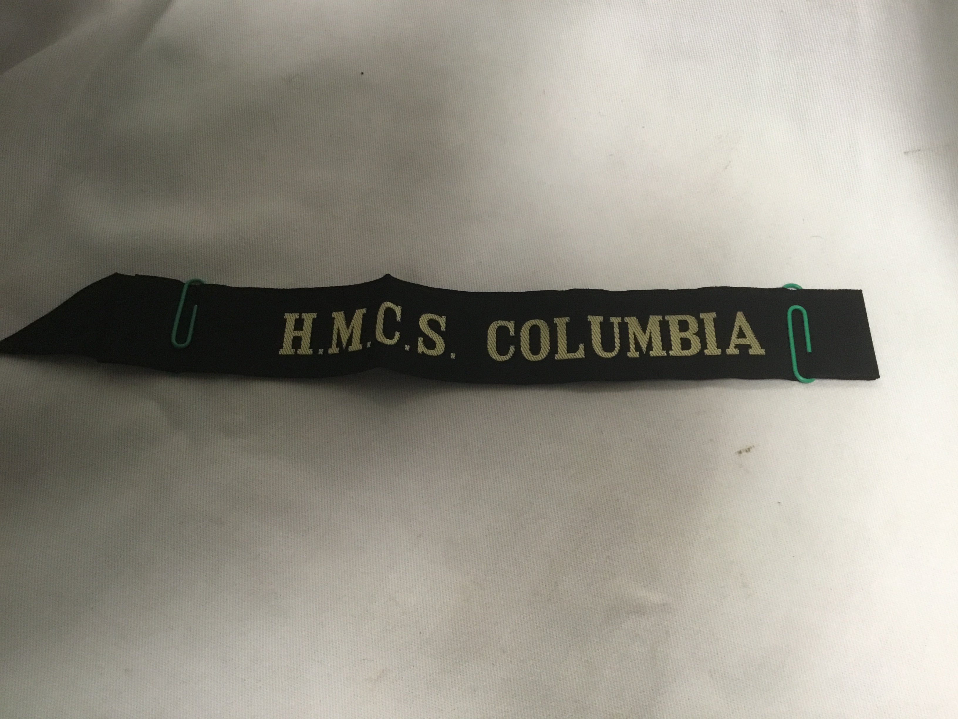 CANADIAN NAVY HAT TALLY ( HMCS COLUMBIA ) , – Roy's Army Surplus ...